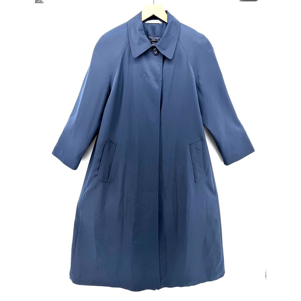 Bernardo Vintage 90s Slate Blue Trench Coat 8P Academia Corporate Minimalist - Picture 2 of 7